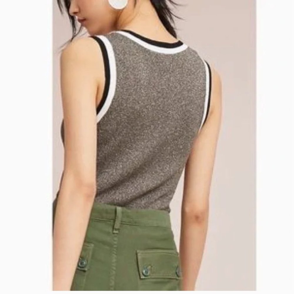 Moth by Anthropologie Valeria Shine Tank Top Metallic Size XL